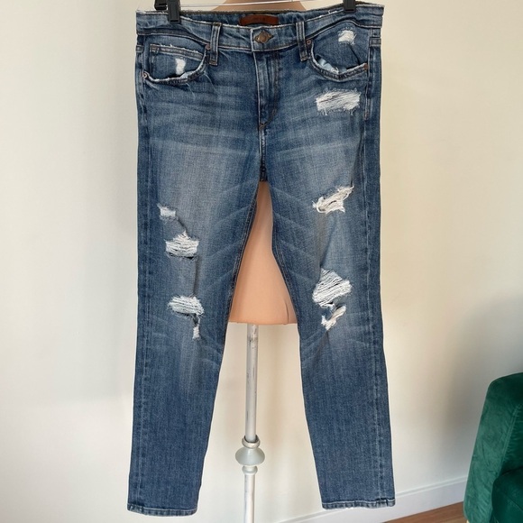 Joe's Jeans Gessa Blue Distressed Slouched Slim Denim Jean KSYGSA5547 EUC Sz 28 - Picture 4 of 10